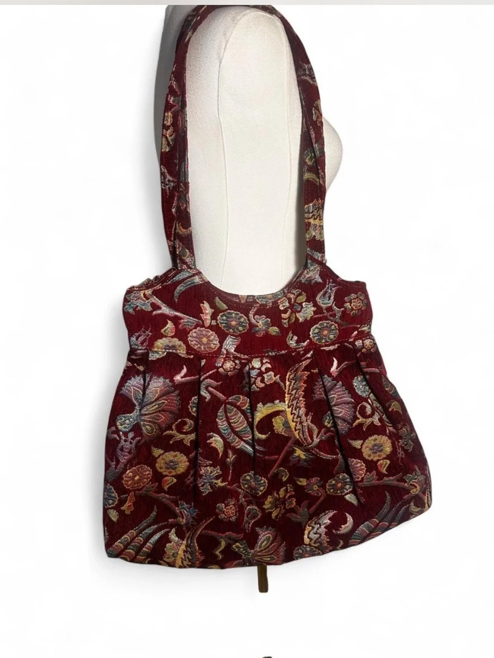 Vintage Handmade Tapestry Bag made in Istanbul Tapestry Shoulder Bag – Burgundy